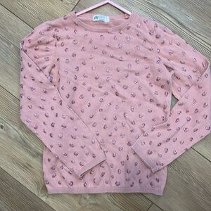 H&M pink cheetah sweater size 8/10